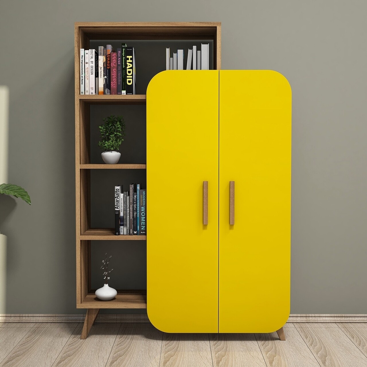 Dulap multifunctional Form, Hommy Craft, 90x32x132 cm, galben/maro - imagine 6